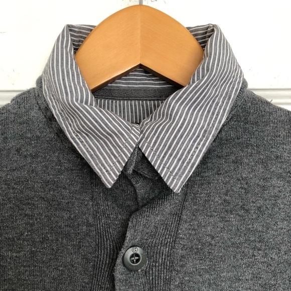 Projek Raw Button up Grey Sweater with Fooler shirt underneath. Unisex SMALL - Picture 14 of 15